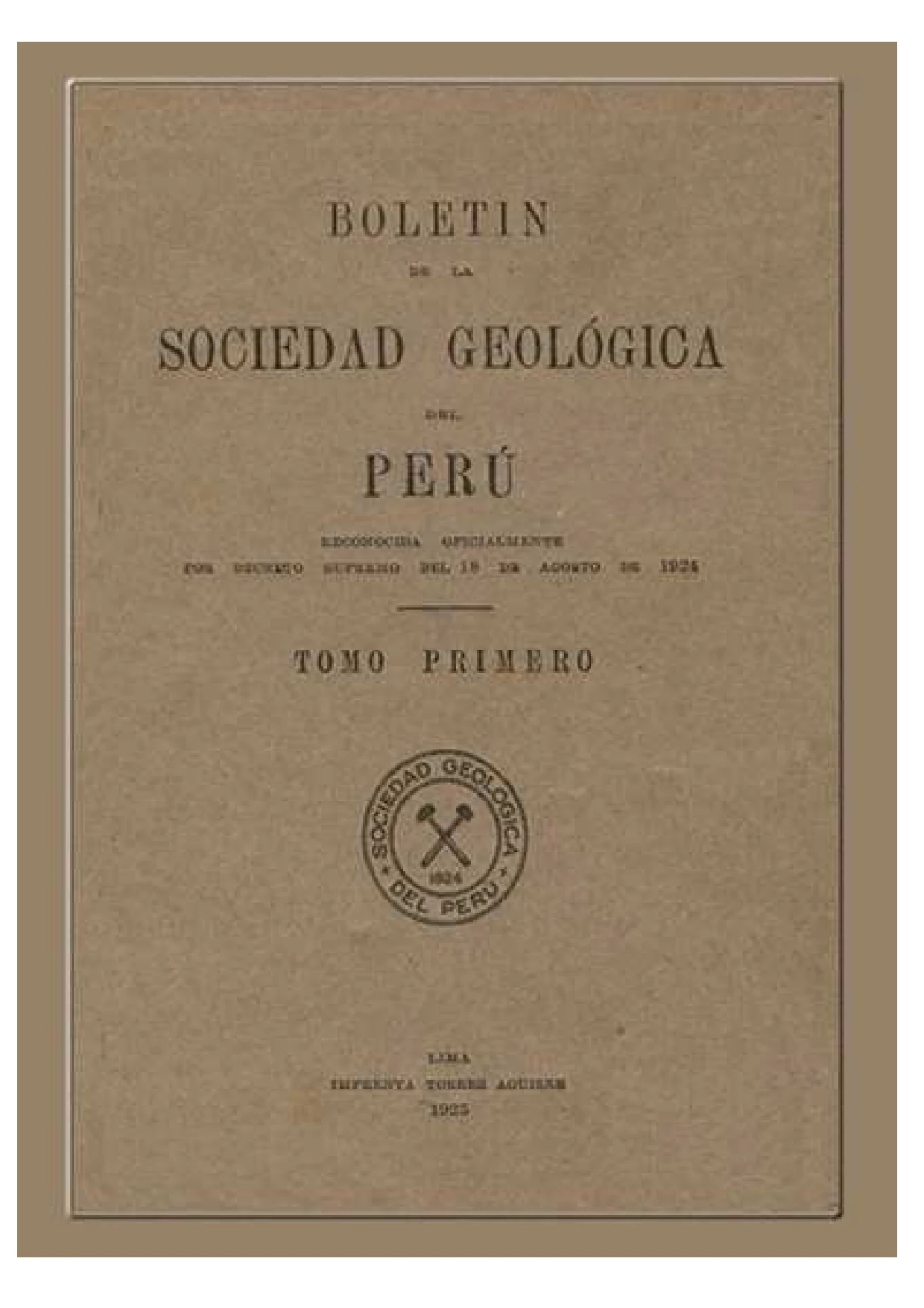 Boletín de la Sociedad Geológica del Perú — Volumen 001