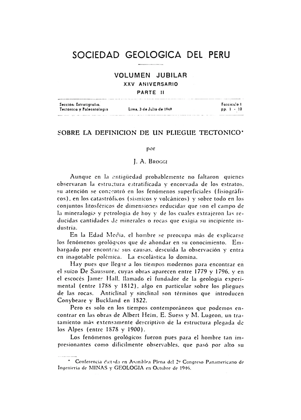 Volumen Jubilar I — Homenaje a Don Jorge A. Broggi